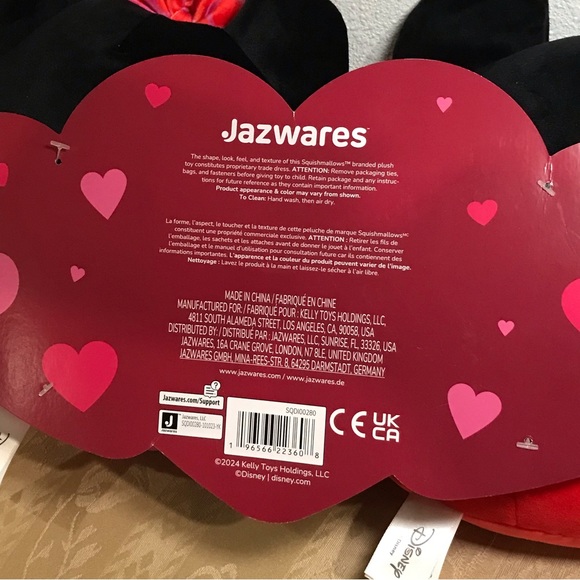 Disney Squishmallows Mickey and Minnie Mouse Valentines Set Heart Flowers NEW 8" - Picture 9 of 13